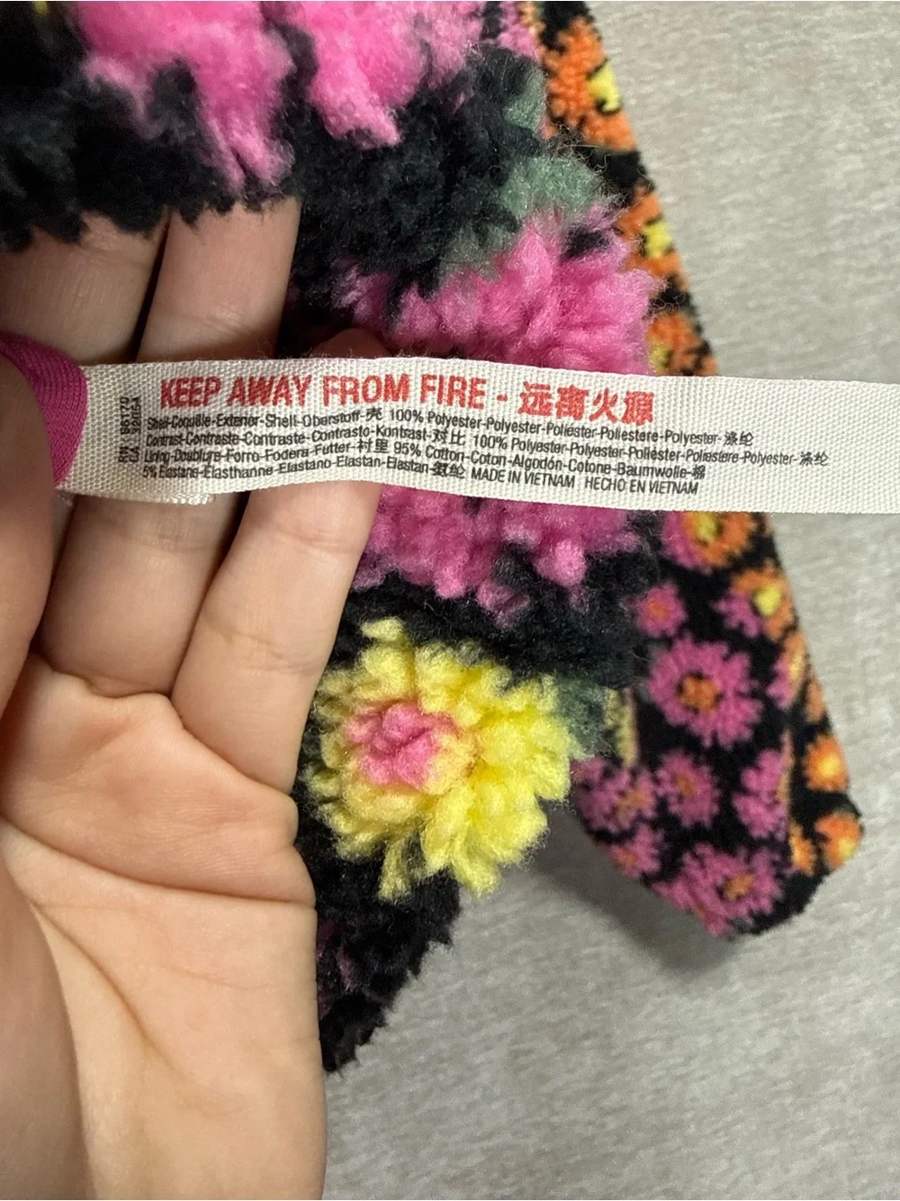 Free People FP Movement Rocky Ridge Fleece Jacket Floral Black Pink XS